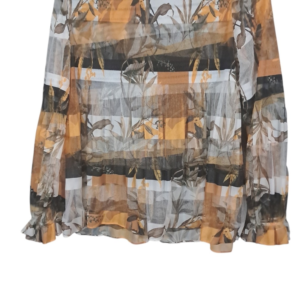 Bloomingdales CQ by CQ Sheer Blouse Top Floral Black Yellow Coquette Romantic Sm - Picture 6 of 13